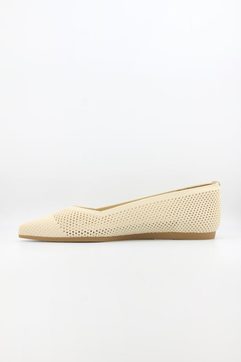 Miss Elastic Mesh Knit Pointed Ballet Flats